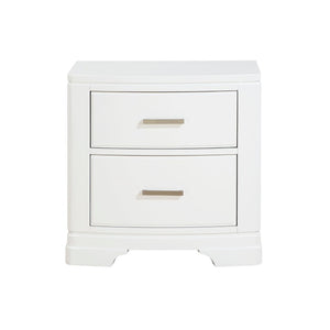 English Elm White Lacquer Twin Bedroom Set with Chrome Hardware for Kids or Guest Rooms B011S08075