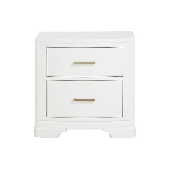 English Elm White Lacquer Twin Bedroom Set with Chrome Hardware for Kids or Guest Rooms B011S08075