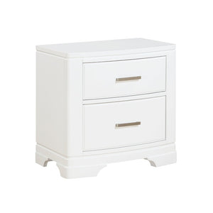 English Elm White Lacquer Twin Bedroom Set with Chrome Hardware for Kids or Guest Rooms B011S08075