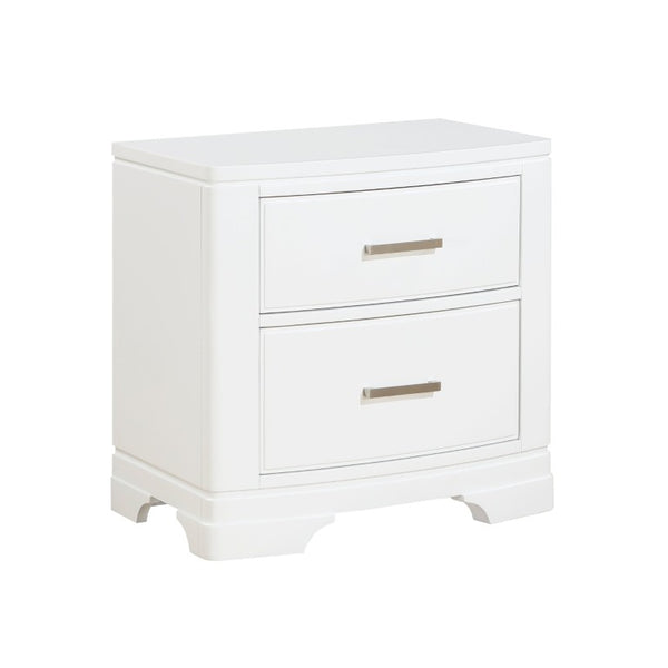 English Elm White Lacquer Twin Bedroom Set with Chrome Hardware for Kids or Guest Rooms B011S08075