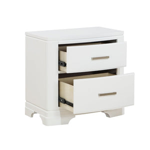 English Elm White Lacquer Twin Bedroom Set with Chrome Hardware for Kids or Guest Rooms B011S08075