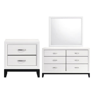 English Elm White Wood Grain Melamine Bedroom Set with Dresser Nightstand and Coordinated Mirror B011S08091