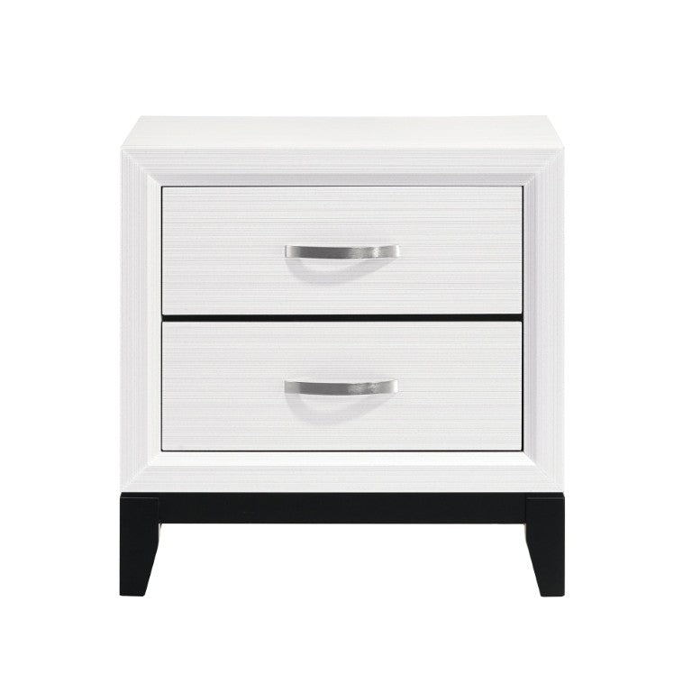 English Elm White Wood Grain Melamine Bedroom Set with Dresser Nightstand and Coordinated Mirror B011S08091