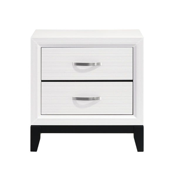 English Elm White Wood Grain Melamine Bedroom Set with Dresser Nightstand and Coordinated Mirror B011S08091