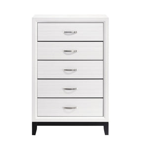 English Elm White Wood Grain Bedroom Set California King Bed Nightstand and Chest Modern Three Piece B011S08095