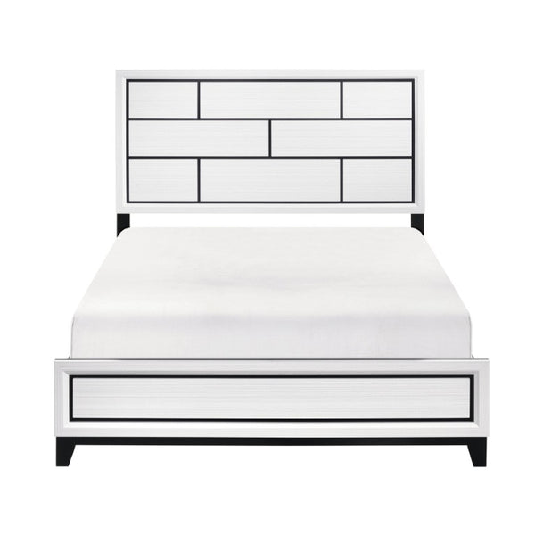 English Elm White Wood Grain Bedroom Set California King Bed Nightstand and Chest Modern Three Piece B011S08095