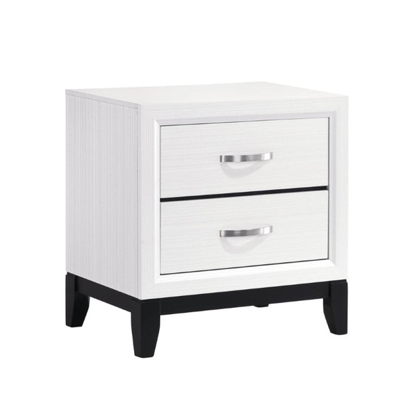 English Elm White Wood Grain Bedroom Set California King Bed Nightstand and Chest Modern Three Piece B011S08095