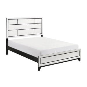 English Elm White Wood Grain Melamine Full Bedroom Set with Black Framing and Nickel Hardware B011S08101