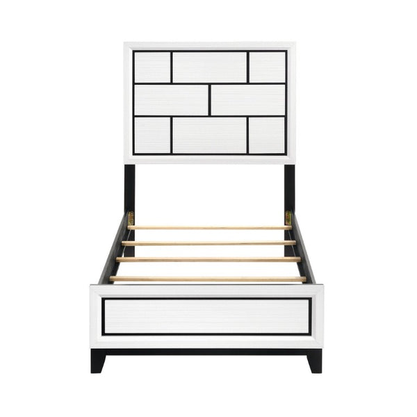 English Elm White Modern Full Bedroom Set with Dresser and Mirror Wood Grain Melamine Finish B011S08102