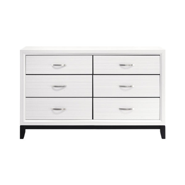 English Elm White Modern Full Bedroom Set with Dresser and Mirror Wood Grain Melamine Finish B011S08102