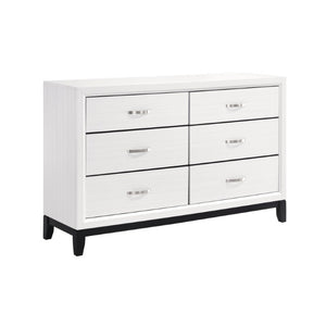 English Elm White Modern Full Bedroom Set with Dresser and Mirror Wood Grain Melamine Finish B011S08102
