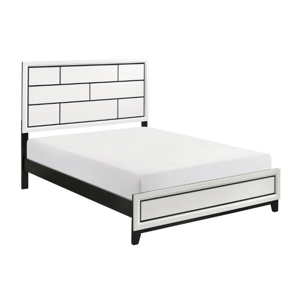 English Elm White Modern Full Bedroom Set with Dresser and Mirror Wood Grain Melamine Finish B011S08102