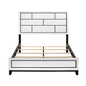 English Elm White Modern Full Bedroom Set with Dresser and Mirror Wood Grain Melamine Finish B011S08102