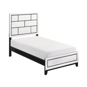 English Elm White Modern Full Bedroom Set with Dresser and Mirror Wood Grain Melamine Finish B011S08102