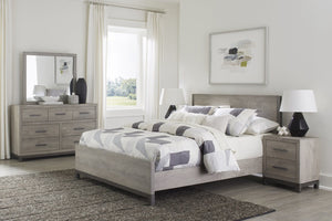 English Elm Gray Two-Tone Melamine Full Bedroom Set with LED Nightstand and Industrial Accents B011S08115
