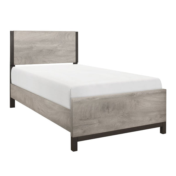 English Elm Gray Two-Tone Melamine Full Bedroom Set with LED Nightstand and Industrial Accents B011S08115