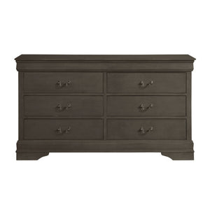 English Elm Gray Louis Philippe Sleigh Bedroom Suite with Brass Hardware Eastern King Four Piece B011S08233