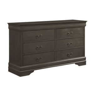English Elm Gray Louis Philippe Sleigh Bedroom Suite with Brass Hardware Eastern King Four Piece B011S08233