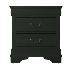 English Elm Gray Louis Philippe Queen Sleigh Bedroom Set with Okume Veneer and Brass Hardware B011S08237