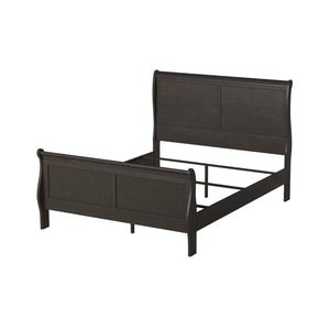 English Elm Gray Louis Philippe Queen Sleigh Bedroom Set with Okume Veneer and Brass Hardware B011S08237