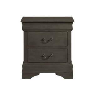 English Elm Gray Louis Philippe Queen Sleigh Bedroom Set with Okume Veneer and Brass Hardware B011S08237