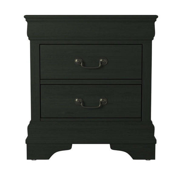 English Elm Gray Louis Philippe Bedroom Set Sleigh Bed Nightstand Chest Antiqued Brass B011S08240