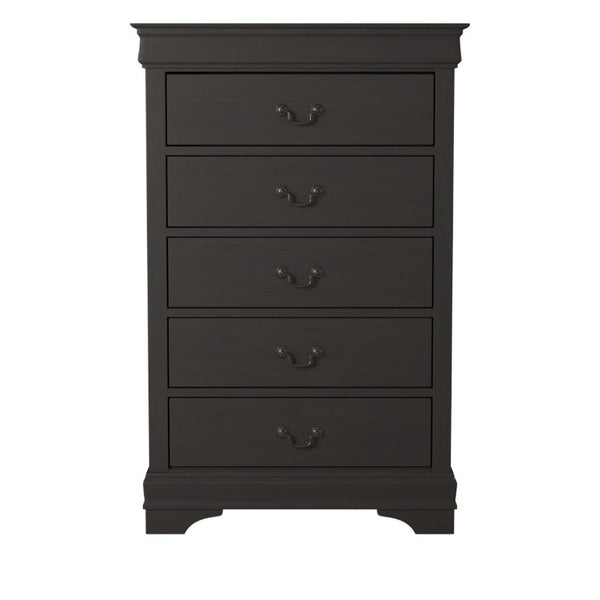 English Elm Gray Louis Philippe Bedroom Set Sleigh Bed Nightstand Chest Antiqued Brass B011S08240