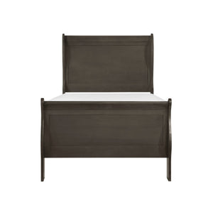 English Elm Gray Louis Philippe Twin Bedroom Set with Sleigh Bed Nightstand and Chest B011S08243