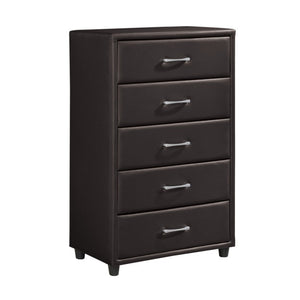 English Elm Brown Faux Leather Eastern King Bedroom Set with Bed Nightstand and Chest B011S08247