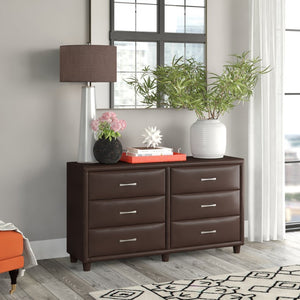 English Elm Brown Faux Leather Eastern King Bedroom Set with Dresser Mirror Chest Urban Style B011S08249