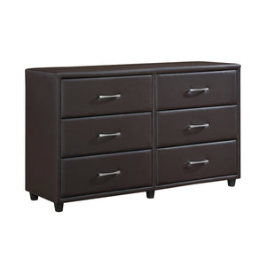 English Elm Brown Faux Leather Eastern King Bedroom Set with Dresser Mirror Chest Urban Style B011S08249
