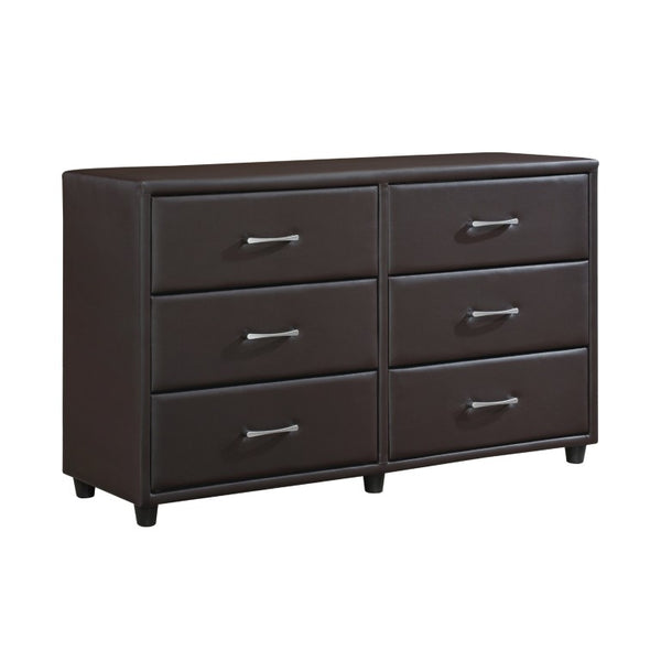 English Elm Brown Faux Leather Eastern King Bedroom Set with Dresser Mirror Chest Urban Style B011S08249