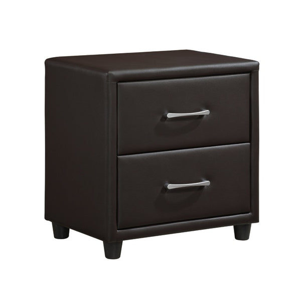 English Elm Brown Faux Leather California King Bedroom Set with Nightstand Chest Silver Hardware B011S08250