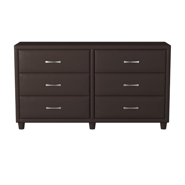 English Elm Brown Faux Leather Queen Bedroom Set with Dresser Mirror Chest Urban Style B011S08255