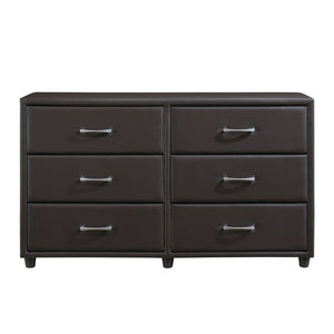 English Elm Brown Faux Leather Queen Bedroom Set with Dresser Mirror Chest Urban Style B011S08255