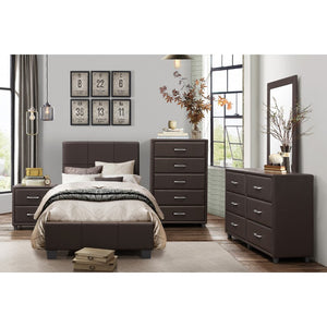 English Elm Brown Faux Leather Full Bedroom Set with Bed Nightstand and Chest in Urban Style B011S08256