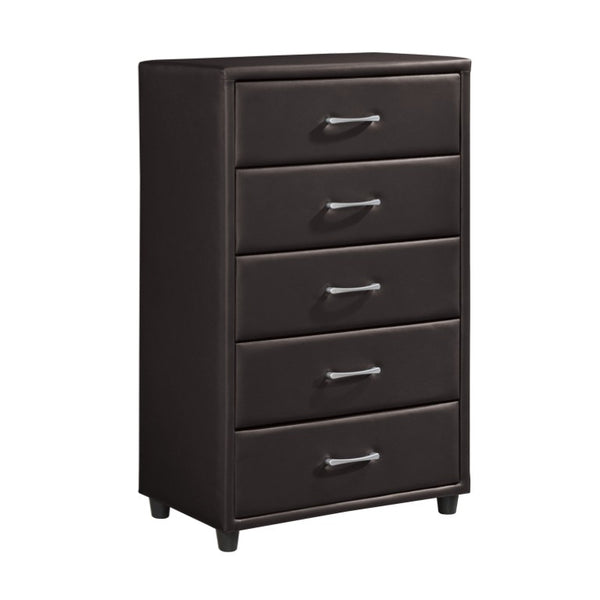 English Elm Brown Faux Leather Full Bedroom Set with Bed Nightstand and Chest in Urban Style B011S08256