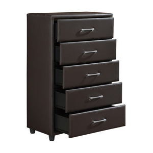 English Elm Brown Faux Leather Full Bedroom Set with Bed Nightstand and Chest in Urban Style B011S08256