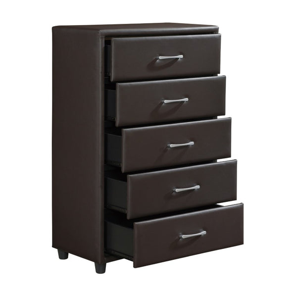 English Elm Brown Faux Leather Full Bedroom Set with Bed Nightstand and Chest in Urban Style B011S08256