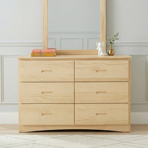 English Elm White Cottage Kids Bedroom Set with Bow Front Dresser Bead Board Nightstand and Mirror Natural 2-Piece B011S08263