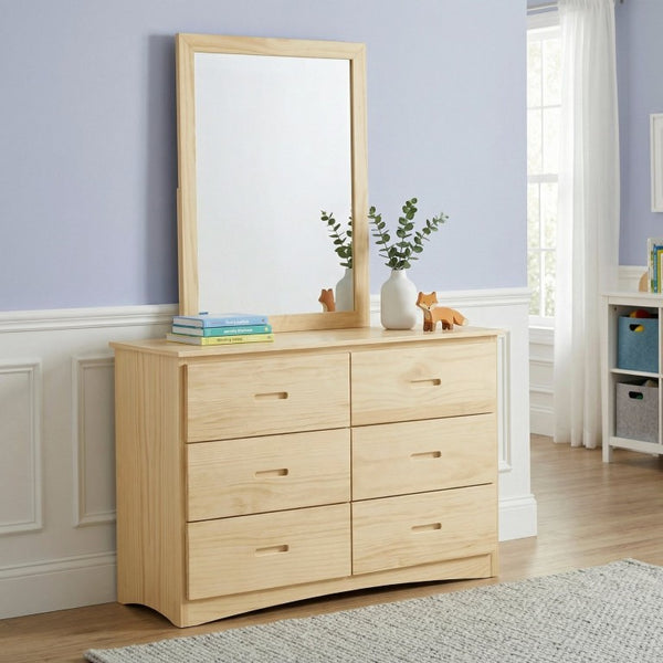 English Elm White Cottage Kids Bedroom Set with Bow Front Dresser Bead Board Nightstand and Mirror Natural 2-Piece B011S08263