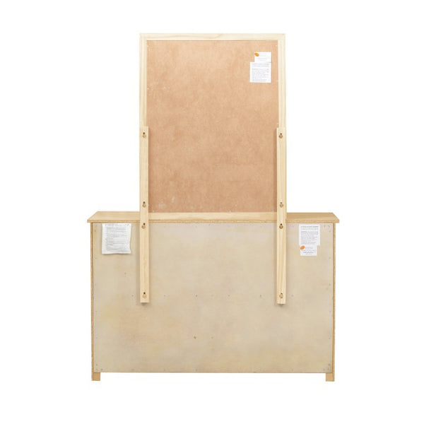 English Elm White Cottage Kids Bedroom Set with Bow Front Dresser Bead Board Nightstand and Mirror Natural 2-Piece B011S08263