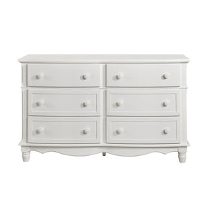 English Elm White Cottage Kids Bedroom Set with Bow Front Dresser Bead Board Nightstand and Mirror White 3-Piece B011S08284