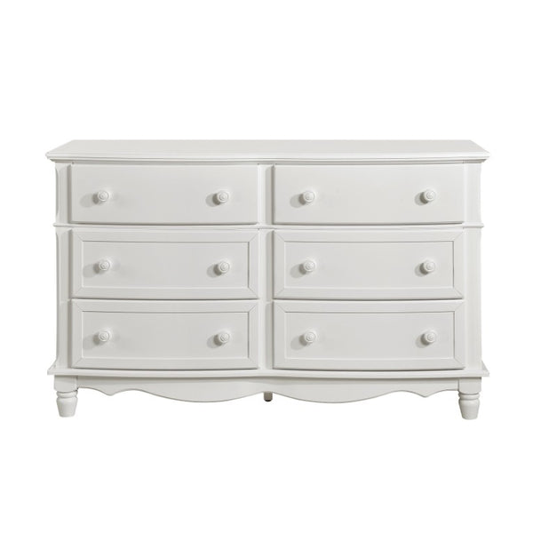 English Elm White Cottage Kids Bedroom Set with Bow Front Dresser Bead Board Nightstand and Mirror White 3-Piece B011S08284