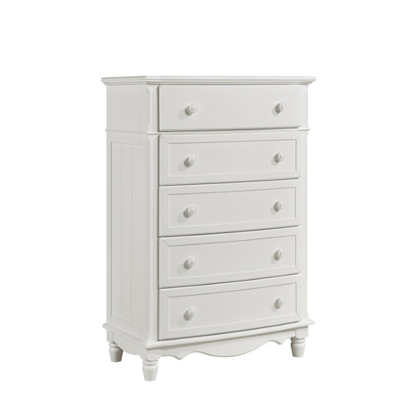English Elm White Cottage Style Kids Bedroom Set with Bow Front Drawers and Bead Board Paneling B011S08286