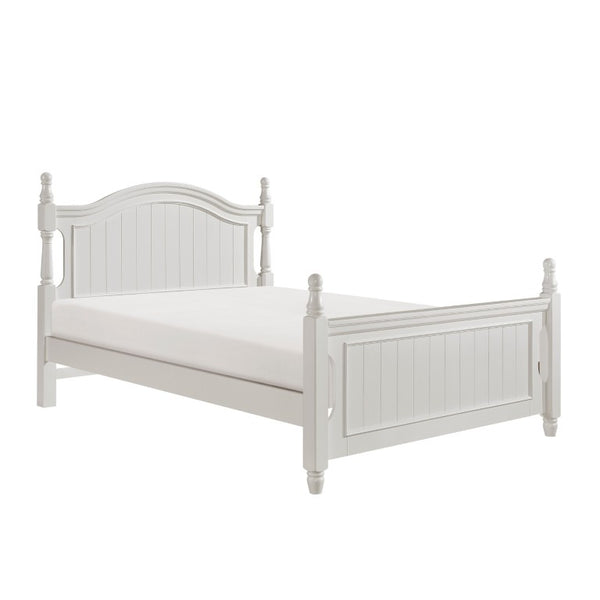 English Elm White Cottage Kids Bedroom Set with Full Bed Dresser Mirror and Bow Front Chest B011S08291