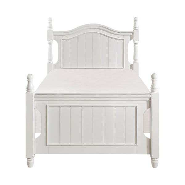 English Elm White Cottage Kids Bedroom Set with Full Bed Dresser Mirror and Bow Front Chest B011S08291