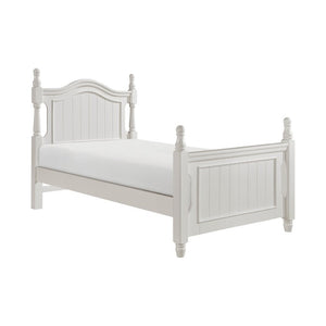 English Elm White Cottage Kids Bedroom Set with Full Bed Dresser Mirror and Bow Front Chest B011S08291