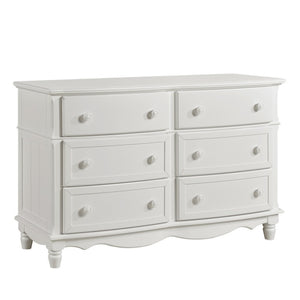 English Elm White Cottage Kids Bedroom Set with Full Bed Dresser Mirror and Bow Front Chest B011S08291