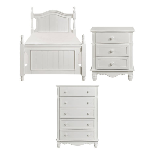 English Elm White Cottage Kids Bedroom Set Twin Bed Nightstand Chest Bead Board Solid Wood B011S08298